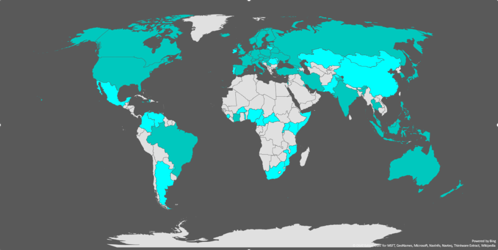A visualization of International Floorball Federation's member federations.